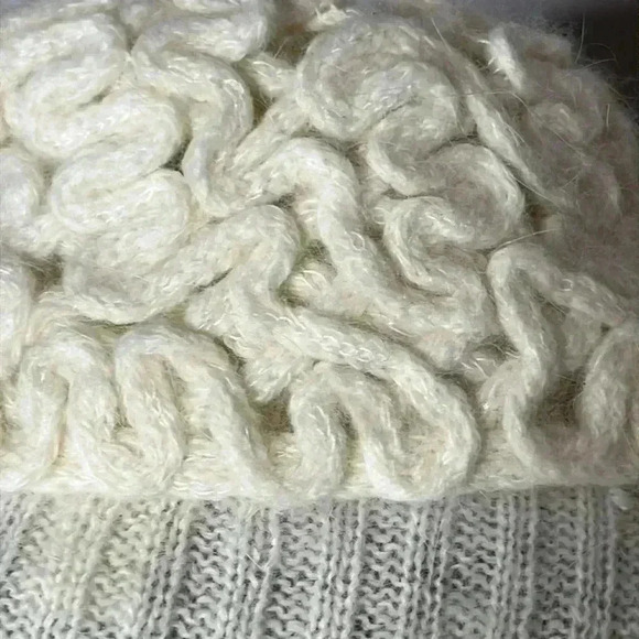 COLDWATER CREEK Vintage Ivory Crochet Ribbed Wool Angora Cardigan Size L - Picture 7 of 10